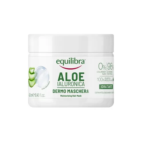 equilibra Haare, Aloe Hyaluron-Maske, feuchtigkeitsspendende und entwirrende Haarmaske mit Aloe Vera (20%), Hyaluronsäure, Brennnessel-Extrakt, 450 ml
