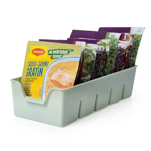 KONZEPT Gewürz Organizer für Schrank, 2er-Set, Stapelbarer Gewürze Aufbewahrung, Gewürzbehälter aus Plastik, Gewürzorganiser Küche, grün