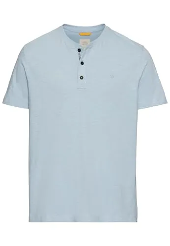 Henleyshirt von camel active, Gr. L, Smoke Blue - Klassisches Herren-T-Shirt mit Knopfleiste, aus geschmeidigem Jersey für optimalen Komfort und Bewegungsfreiheit.