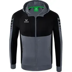 Erima Herren Six Wings Trainingsjacke mit Kapuze - Slate Grey, Größe L - Badmintonbekleidung Herren - Weicher Materialmix für hohen Tragekomfort, mit Kapuze und praktischen Reißverschlusstaschen.