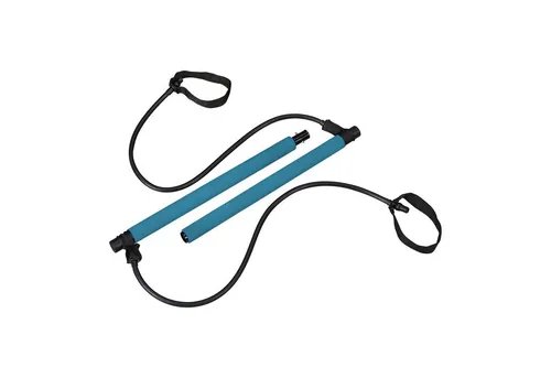 relaxdays Pilates-Ring Pilates Stange mit Widerstandsbändern, Petrol