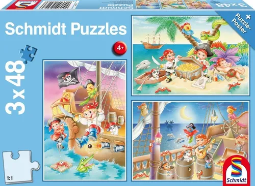 SCHMIDT SPIELE PUZZLE PIRATENBANDE 3 X 48 TEILE 56223