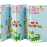 Juskys Puzzlematte Stella, 180x200 cm - Wasser & Zoo Motiv - Puzzlematte für Kinder, 180x200 cm, doppelseitiges Wasser & Zoo-Motiv – ideal zum Krabbeln und Spielen, faltbar und platzsparend. Weich, wasserdicht und leicht zu reinigen für mehr Sicherheit und Spaß.