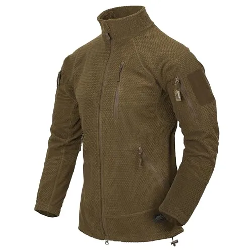 Helikon-Tex Herren Fleece Jacket Alpha Tactical Grid, schwarz, Coyote, XL - Funktionsjacke mit 30 Napoleontaschen und Reißverschluss, ideal für Outdoor-Aktivitäten und taktische Einsätze.