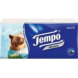 TEMPO Taschentücher Mini Pack 9X5 St - Praktische Mini Packung mit 9x5 Taschentüchern, ideal für unterwegs und immer griffbereit für Allergiker und bei Erkältungen.