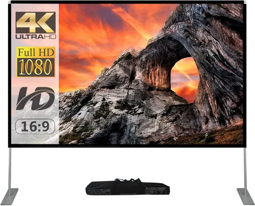 SKERELL Leinwand Beamer mit Stand 100 Zoll Projektor, 16:9 Full-Set-Tasche Kino