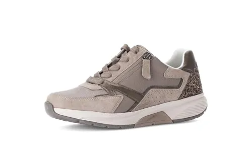Gabor Damen Low-Top Sneaker, Frauen Sneaker,Silber,rosa,grau,beige,Lack,braun,klassisch,f,Komfort-Mehrweite,modisch,Rabbit/Fango,39 EU / 6 UK