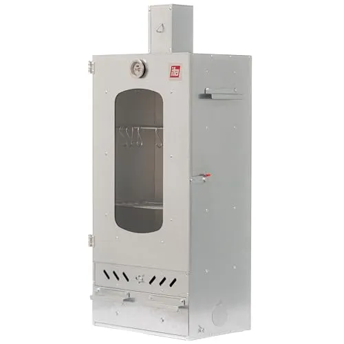 ITA Räucherofen 7012 - Premium Smoker mit Sichtfenster & Kaminabzug - Smoker für kaltes und heißes Räuchern, 3 Etagen, korrosionsbeständig aus legiertem Stahl, ideal für bis zu 7 kg Fisch, Fleisch und Käse - Qualität Made in EU.