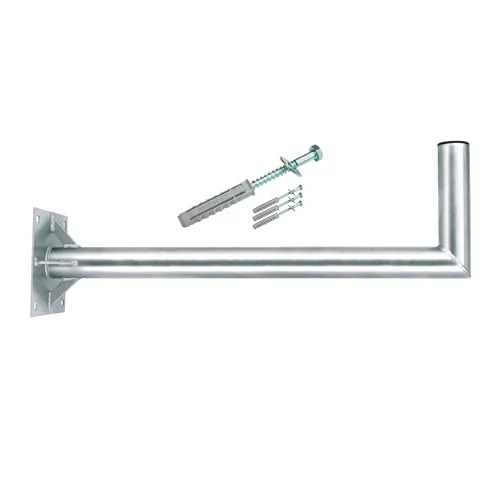 PremiumX 80cm Wandhalter für SAT Antenne - Stabiler Stahl mit Verstrebung - Halterungen für Satellitenschüsseln, hochwertige verzinkte Stahlkonstruktion mit 4-fach Verstrebung für hohe Stabilität und zuverlässige Windlastresistenz.