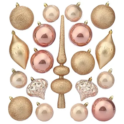 com-four® 19-teiliges Weihnachtsschmuck Set - Christbaumkugeln aus bruchsicherem Kunststoff für Weihnachten - Baumschmuck für den Christbaum (19-teilig - rosa)