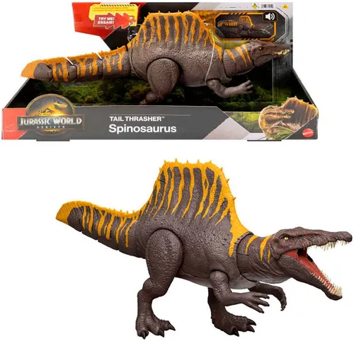 Mattel® Actionfigur Jurassic World Spinosaurus - Bewegliche Spielfigur des Spinosaurus aus Jurassic World, ideal für Dino-Fans ab 4 Jahren. Mit realistischen Beißbewegungen und buntem Design für spannenden Spielspaß!