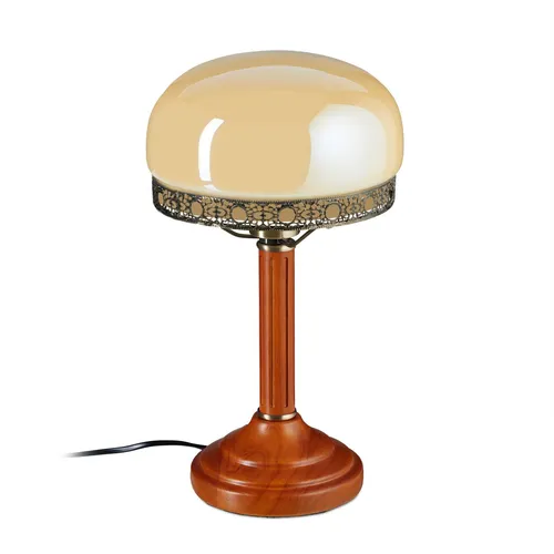 Tischlampe Jugendstil Beige - Relaxdays - Stilvolle Tischlampe im Jugendstil, ideal für jedes Zimmer. Mit edlem Glas-Design und einer Höhe von 21-40 cm sorgt sie für eine gemütliche Atmosphäre.