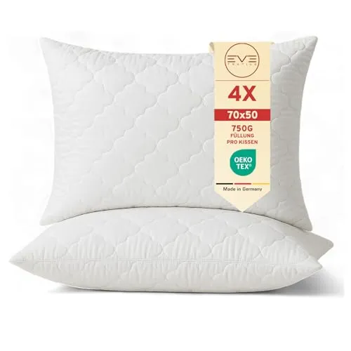 EVE Textile® Ergonomisches Steppkissen 70x50 cm – 4er Set