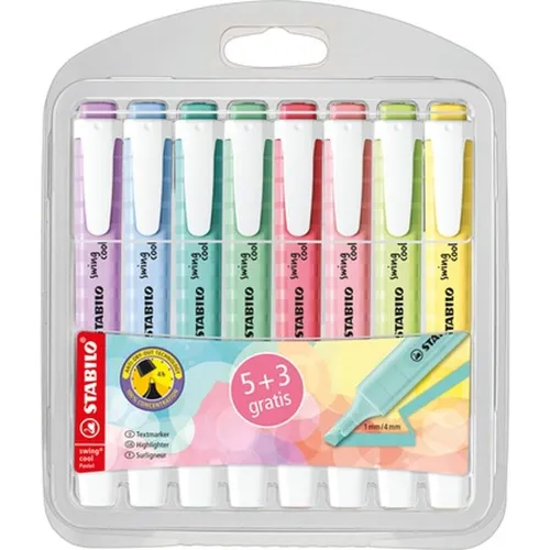 Produktbild Stabilo Textmarker Swing Cool pastel 5+3 Etui