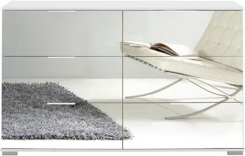 Wimex Schubkastenkommode Easy - Weiß mit Glas- oder Spiegelfront - Kommode mit 6 Schubladen, pflegeleichte Oberfläche und modernes Design. Ideal für stilvolle Aufbewahrung im Wohnzimmer oder Schlafzimmer. Made in Germany.