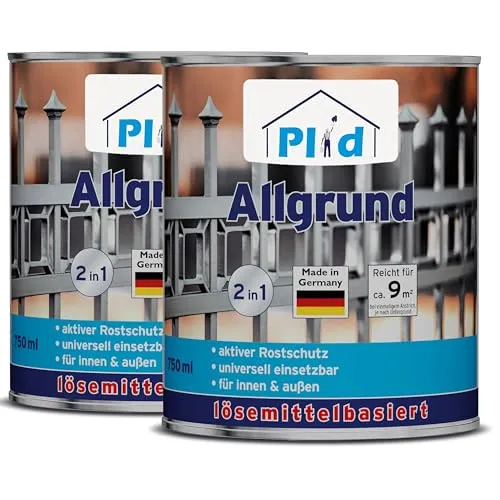 Allgrund Rostgrundierung 2,5L Weiß - Grundierung für aktiven Rostschutz, schnelltrocknend und ideal für Stahl, Aluminium und Kunststoffe. Überstreichbar nach nur 4 Stunden!