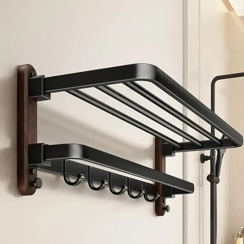 ITHKFU Handtuchhalter Wand Handtuchhalter Ohne Bohren Bad Schwarz Wandregal Badezimmer Mit 5 Handtuchhaken Kitchen Towel Holder