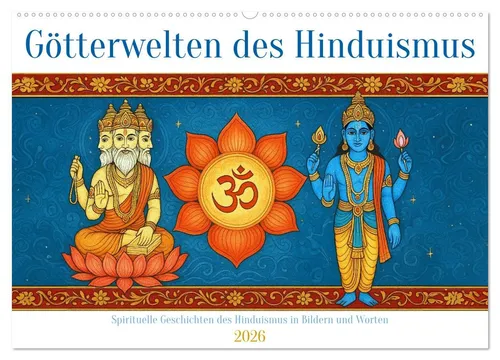 CALVENDO Wandkalender Götterwelten des Hinduismus (Wandkalender 2026 DIN A2 quer), CALVENDO
