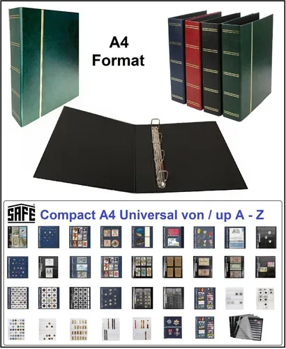 Ringbinder A4 Premium Grün + Goldprägung SAFE 116-3 leer Für 80 Hüllen