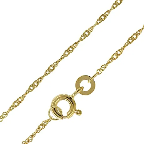 trendor Collier 333 Gold - Zierliche 8 Karat Singapur-Halskette - Elegante Singapur-Halskette aus 8 Karat Gelbgold, 1,2 mm breit, mit Federring-Verschluss. Made in Germany und inklusive Mikrofaser-Pflegetuch für strahlenden Glanz.