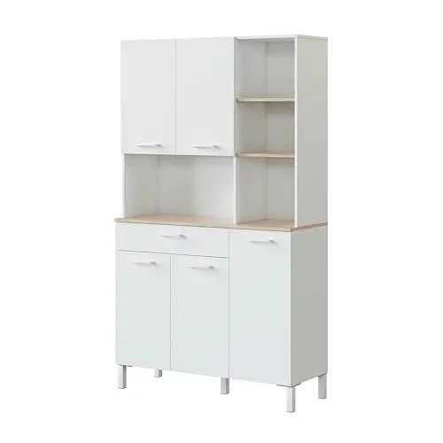 habeig Küchenschrank, Singleküche, Küchenregal, Küchenzeile, Schrank, Mehrzweckschrank, matt, weiß, Küche, (186x108x40cm - 9950A)