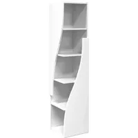 vidaXL Eckschrank Hochglanz Weiß 32x32x140cm - Moderner Eckschrank aus robustem Holzwerkstoff, optimal für platzsparende Lösungen im Wohnzimmer. Mit elegantem Hochglanz-Finish und cleverem Design bietet er praktischen Stauraum für Bücher und Deko.