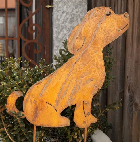 Edelrost Hundewelpe Buffy zum Stecken Garten Rost Dekoration Hunde