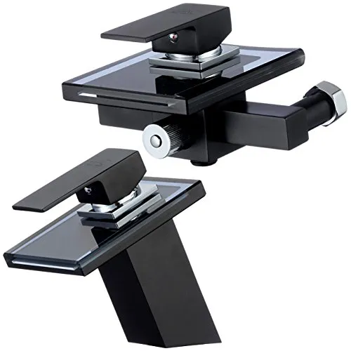 Set Glas Wasserfall Einhebelmischer Armatur - Elegante Wannen- und Waschtischarmatur aus Messing mit gehärtetem Sicherheitsglas, präziser Einhandmischung und einfacher Selbstmontage – perfekt für modernes Badezimmerdesign.