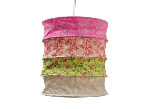 Lokta-Lampenschirm Cadiz rosa-gelb-natur