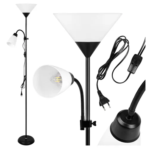 Stehlampe Deckenfluter mit Lesearm 2-flammig E27 E14 176 cm Leselampe MasterLED