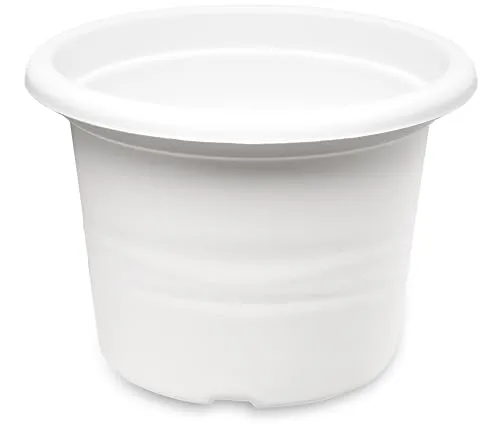 Garronda Blumentopf rund aus Kunststoff Pflanzentopf für Blumen und andere Pflanzen Blumentöpfe Plastik GD-0022 (Weiß, ⌀ 20cm H 14cm)