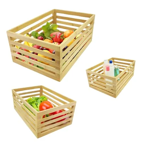 Bambus Kisten Set 3er | Nachhaltige Aufbewahrungsboxen - Nachhaltige Aufbewahrungsboxen aus robustem Bambus, ideal für Küche, Bad und Wohnen. Drei Größen für flexible und stilvolle Ordnung in jedem Raum.