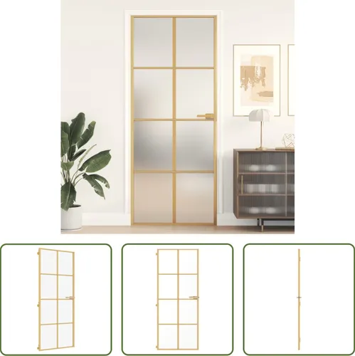The Living Store Innentür Schlank Golden 83x201,5 cm Hartglas und Aluminium