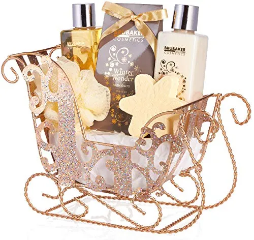 BRUBAKER Cosmetics 6-teilig Pflegeset - Winter Wonder - Hautpflegeset & -kits mit Vanille Duft, ideal für entspannende Vollbäder und intensive Hautpflege – perfekt als glitzerndes Geschenk für Weihnachten und besondere Anlässe.