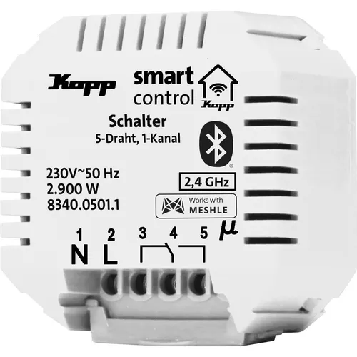 Kopp Smart-control Schaltaktor, Schalter 1-Kanal, 5-Draht, Bluetooth Mesh