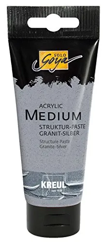 KREUL 85401 - Solo Goya Acrylic Medium, 100 ml Tube, Strukturpaste Granit Silber, pastose Spachtelmasse, trocknet seidenmatt und deckend auf