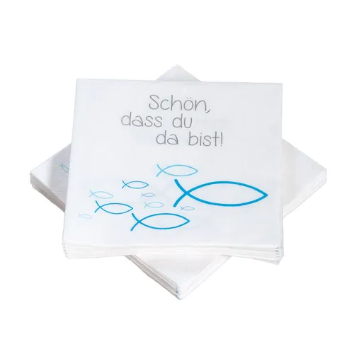Servietten Schön, dass du da bist! Fische blau Kommunion Konfirmation Taufe 20