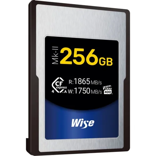 Wise CFexpress 256GB 4.0 Type A Mk-II Memory Card - CFexpress Speicherkarte mit 256 GB, ideal für hochauflösende Foto- und Videoaufnahmen, bietet blitzschnelle Datenübertragungsraten.