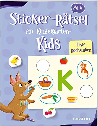 Sticker-Rätsel für Kindergarten-Kids. Erste Buchstaben / bunte Rätsel für Kinder ab 4 Jahren / 30 Rätsel über Buchstaben: Rätseln und Stickern für Kinder ab 4 Jahren (Spielen & Beschäftigen)