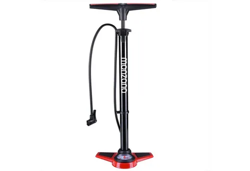 monzana Standpumpe mit 3 Zusatzadaptern, 100 cm Schlauch - Luftpumpen für Fahrrad, Auto und mehr! Robuste Aluminium-Stahl-Konstruktion mit 100 cm Schlauch und Manometer bis 7 bar für präzises Aufpumpen.