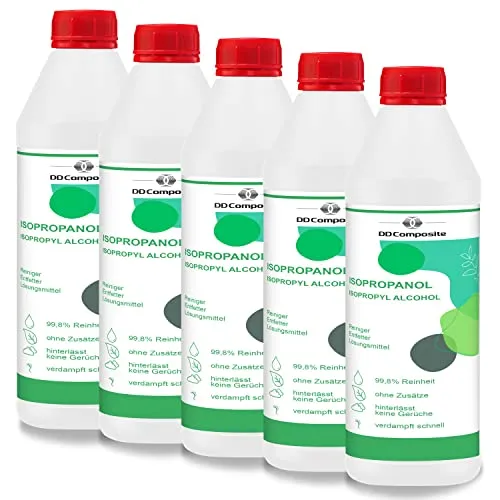 DD Composite - ISOPROPANOL 99,8% 5x 1Liter Reinigungsmittel Lösemittel Entfetter Fleckenentferner Reiniger 3D-Druck Kleberestentferner