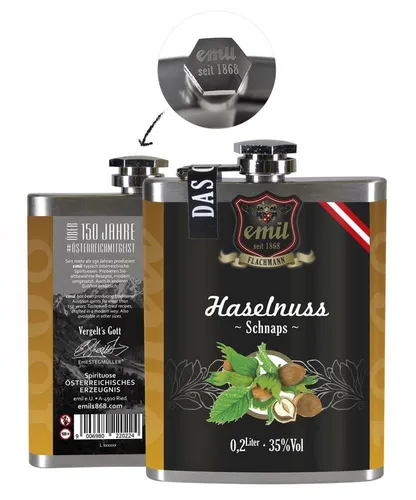 emil-Flachmann Haselnuss Schnaps 35% vol. 0,2l - EINWEG