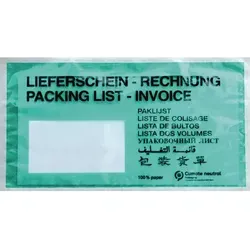 Warenbegleitpapiertasche DL Papier dunkelgrün - 1.000 Stück - Versandtaschen für Lieferschein/Rechnung, DIN lang 240 x 130 mm, aus hochwertigem Papier, ideal für eine professionelle Präsentation Ihrer Dokumente.