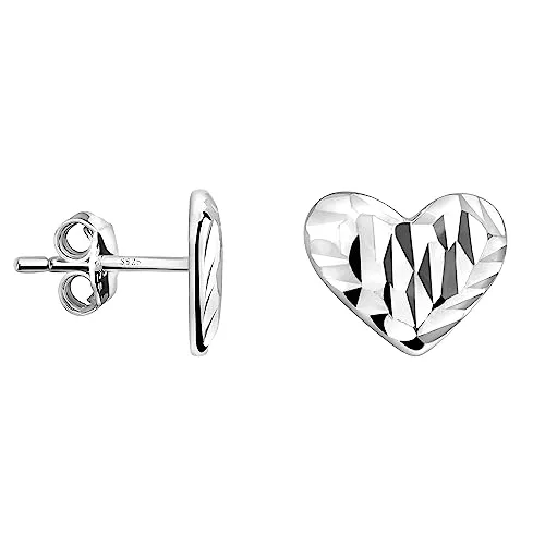SOFIA MILANI - Damen Ohrringe 925 Silber - Geriffeltes Herz Ohrstecker - E2188