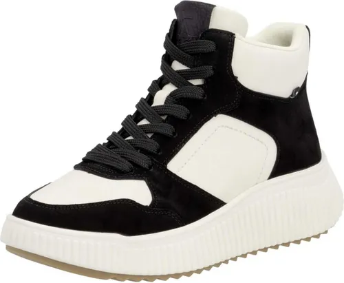 rieker Leder-Sneakers Schwarz - Komfort und Stil in Größe 37 - Modische Sneakers mit Schnürung und seitlichem Reißverschluss, verstärkter Kappe und rutschhemmender Sohle für optimalen Halt und Bequemlichkeit.