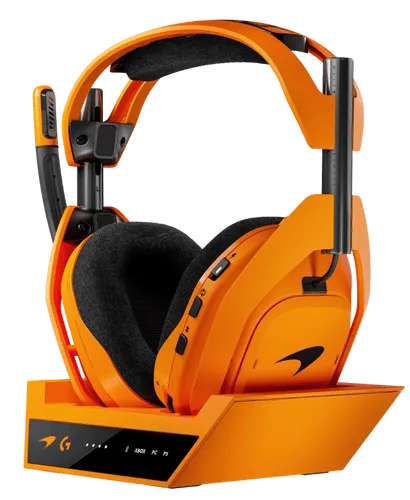 LOGITECH G A50 X McLaren Edition - Over-ear Gaming Headset - Gaming Headset mit PLAYSYNC für gleichzeitige Verbindung zu PS5, Xbox und PC. PRO-G GRAPHENE Lautsprecher bieten außergewöhnliche Klangqualität und Reaktionsschnelligkeit.