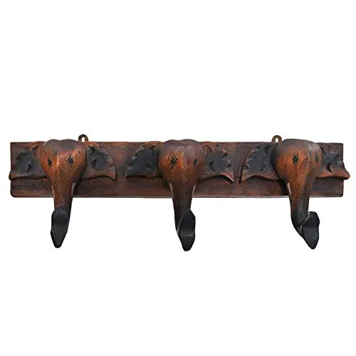 Wilai Garderobenleiste Wandgarderobe Elefant Elefantenhaken Flurgarderobe Kleiderhaken