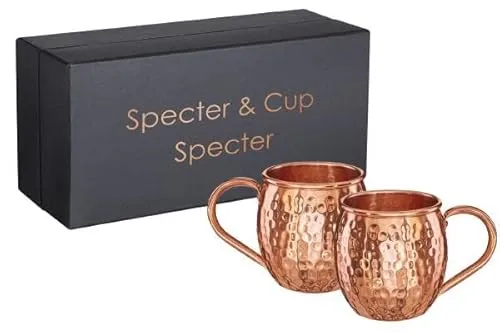 Specter Kupferbecher Moscow Mule 2er Set 500ml - Thermobehälter aus 100% reinem Kupfer, ideal für Cocktails und Getränke, mit hochwertiger Premiumverpackung für besondere Anlässe.
