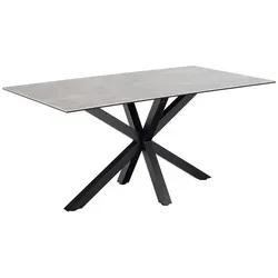 Mid.you Esstisch Grau, 160 cm - Eleganter Keramiktisch für Esszimmer - Moderner Esstisch in Grau (160 x 90 cm) mit stilvoller Keramikplatte und pulverbeschichtetem Stahlgestell. Bietet Platz für 4-6 Personen und ist ideal für Familienessen oder gesellige Brunchs.