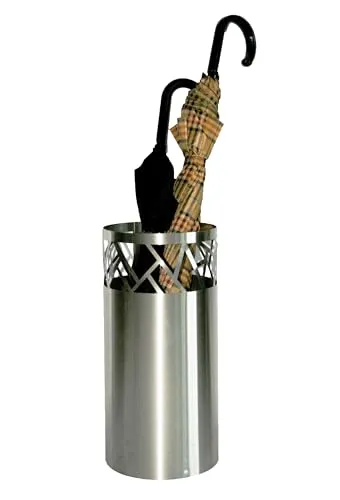 Regenschirmständer Design Fence, 49 x Ø 22,5 cm, Edelstahl mattiert, Marke: Szagato, Made in Germany (Schirmständer, Schirmhalter, Regenschirmhalter gebürstet)